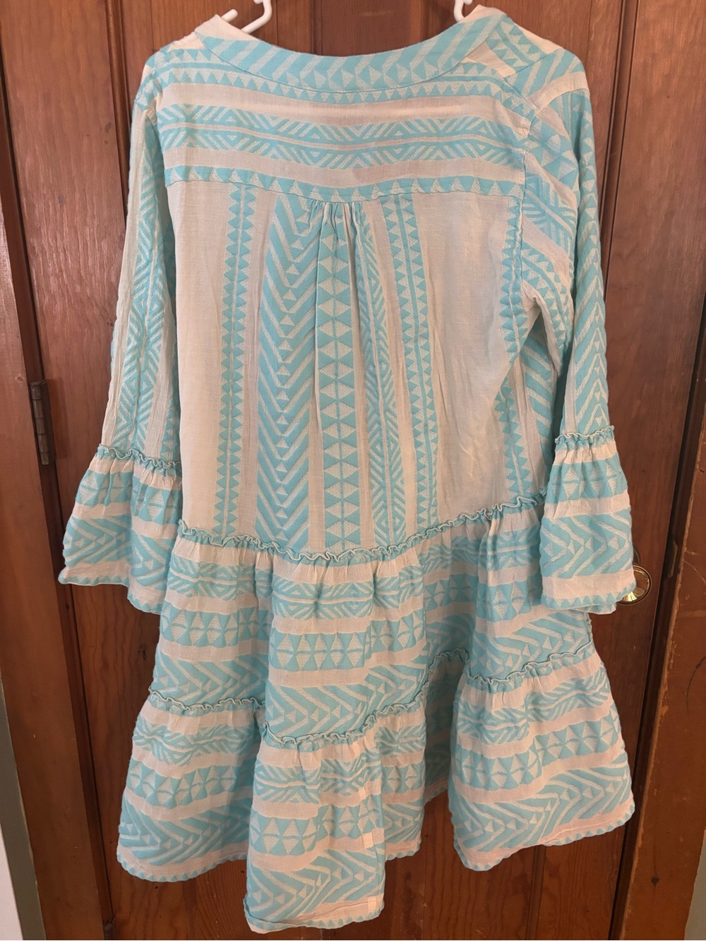 Devotion Twins Ella Embroidered Tunic Dress Neon TurquoiseBlue White Boho Resort - Picture 7 of 9
